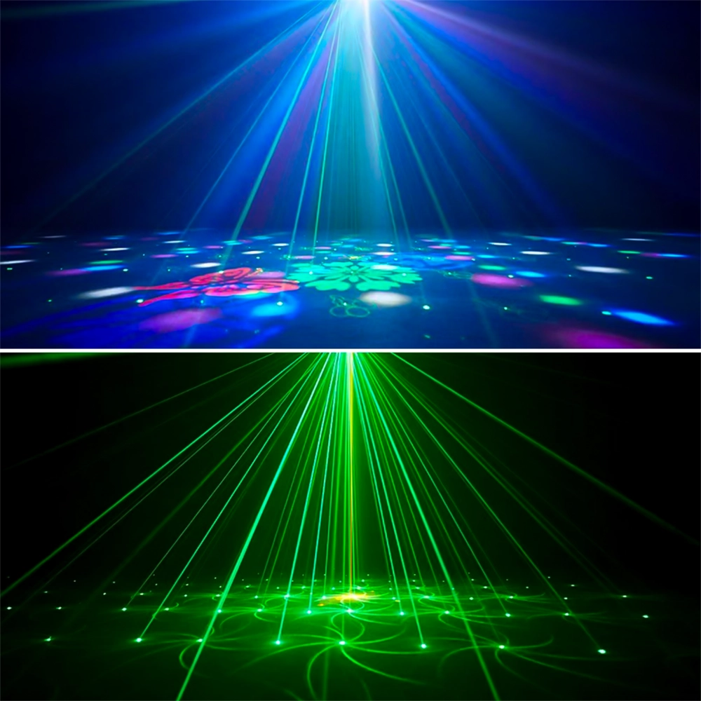 Sound Active LED Stage Light Projector With DMX & Laser Beams – USB Powered Disco DJ Party Light – Multicolor